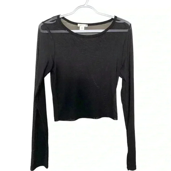 Bozzolo sheer black, longsleeved crop  top - Picture 1 of 3